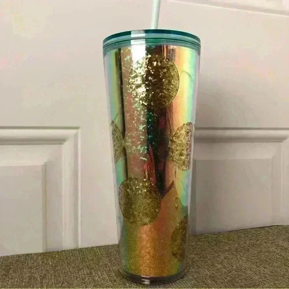 Starbucks Gold Foil Glitter Holiday Tumbler 24 Oz
